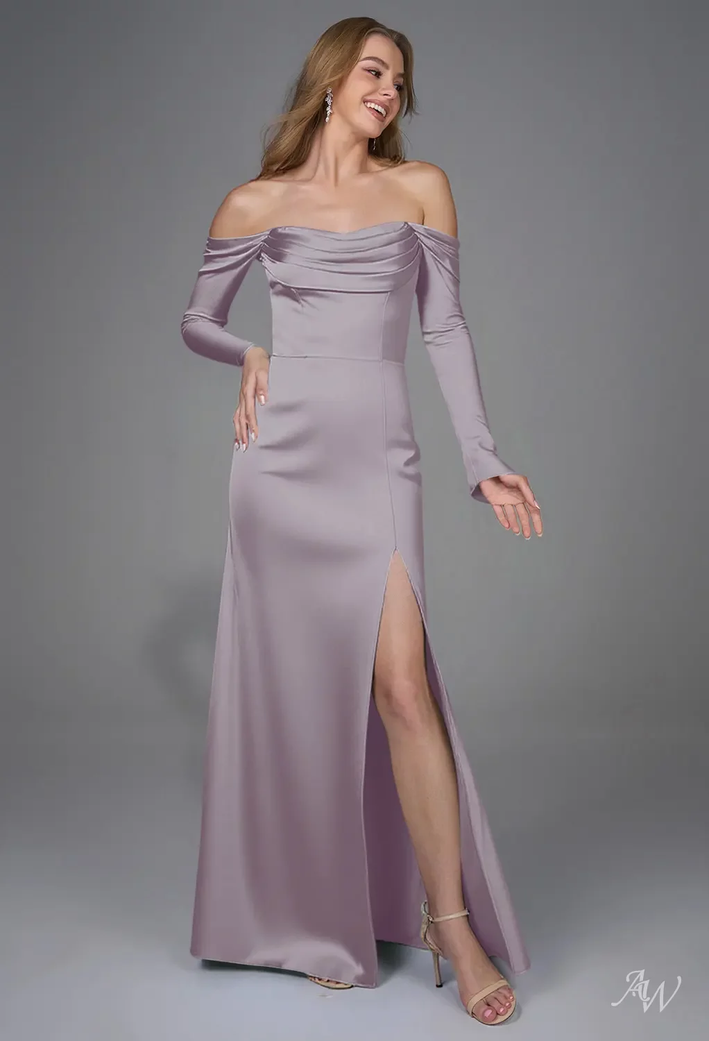 AW Suzy Satin Charmeuse Purple Haze Bridesmaid Dresses | AW.Bridal